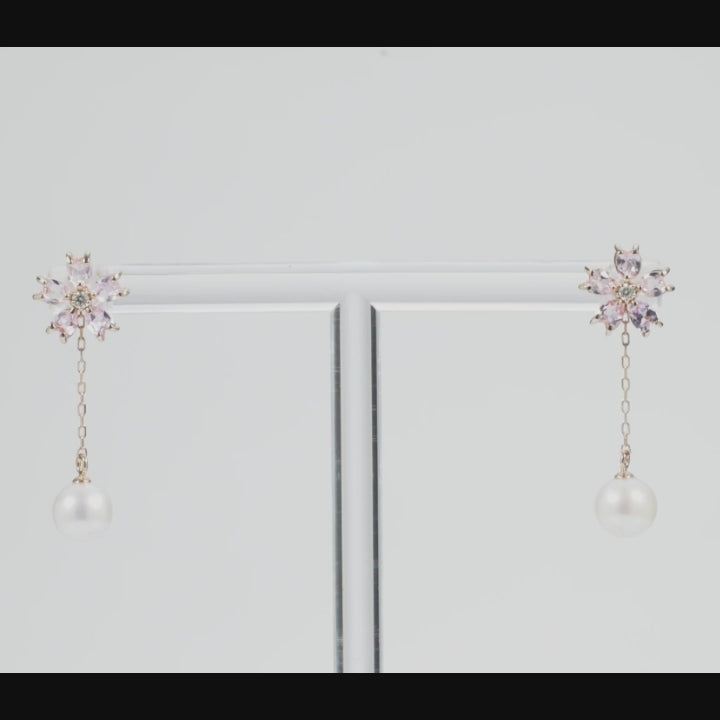 K10ピンクサファイア×あこや真珠 ピアス – bijou cherie